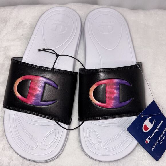 Champion Mega Slide Tie Dye C Women’s Size 8 Pink Red Purple Sports Pool Beach - Picture 1 of 6
